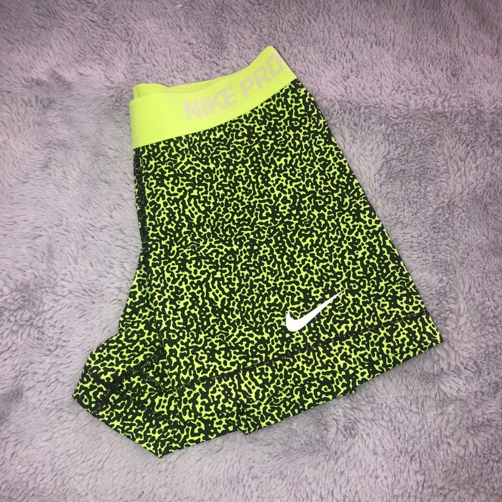 Nike pro neon graphic athletic shorts